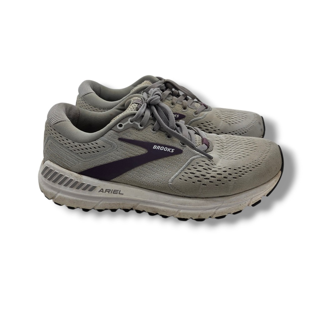 Brooks Ariel 20 Sneakers Womens 7.5 Oyster Alloy Grape Road Running Shoes